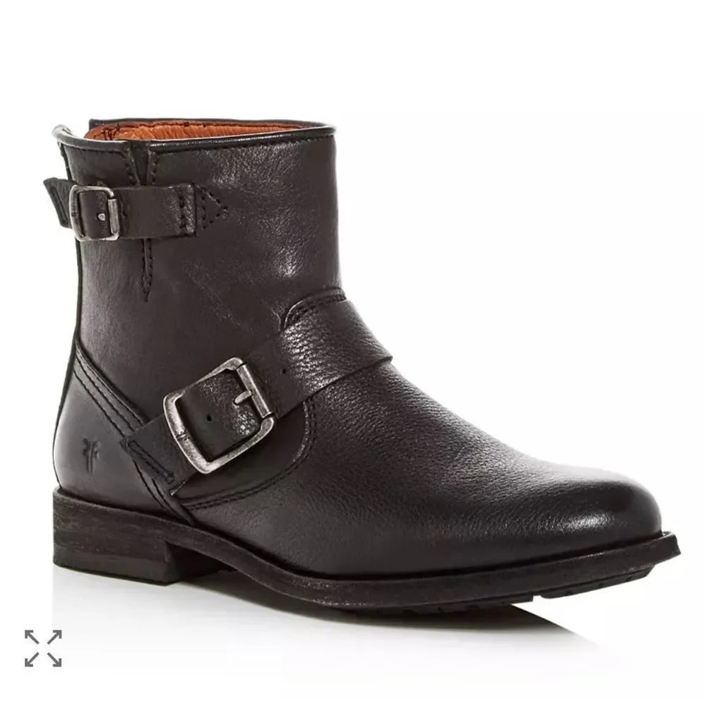 NWOT Frye Boots Tyler Engineer Ankle Buckle Leather Black Size 6